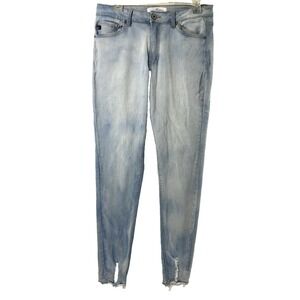 Kancan Jeans Womens Size 30 Light‎ Wash Denim Skinny Raw Hem High Rise Distress